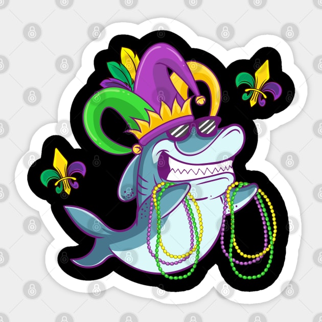 Shark Mardi Gras New Orleans Kids Gifts Sticker by savariya